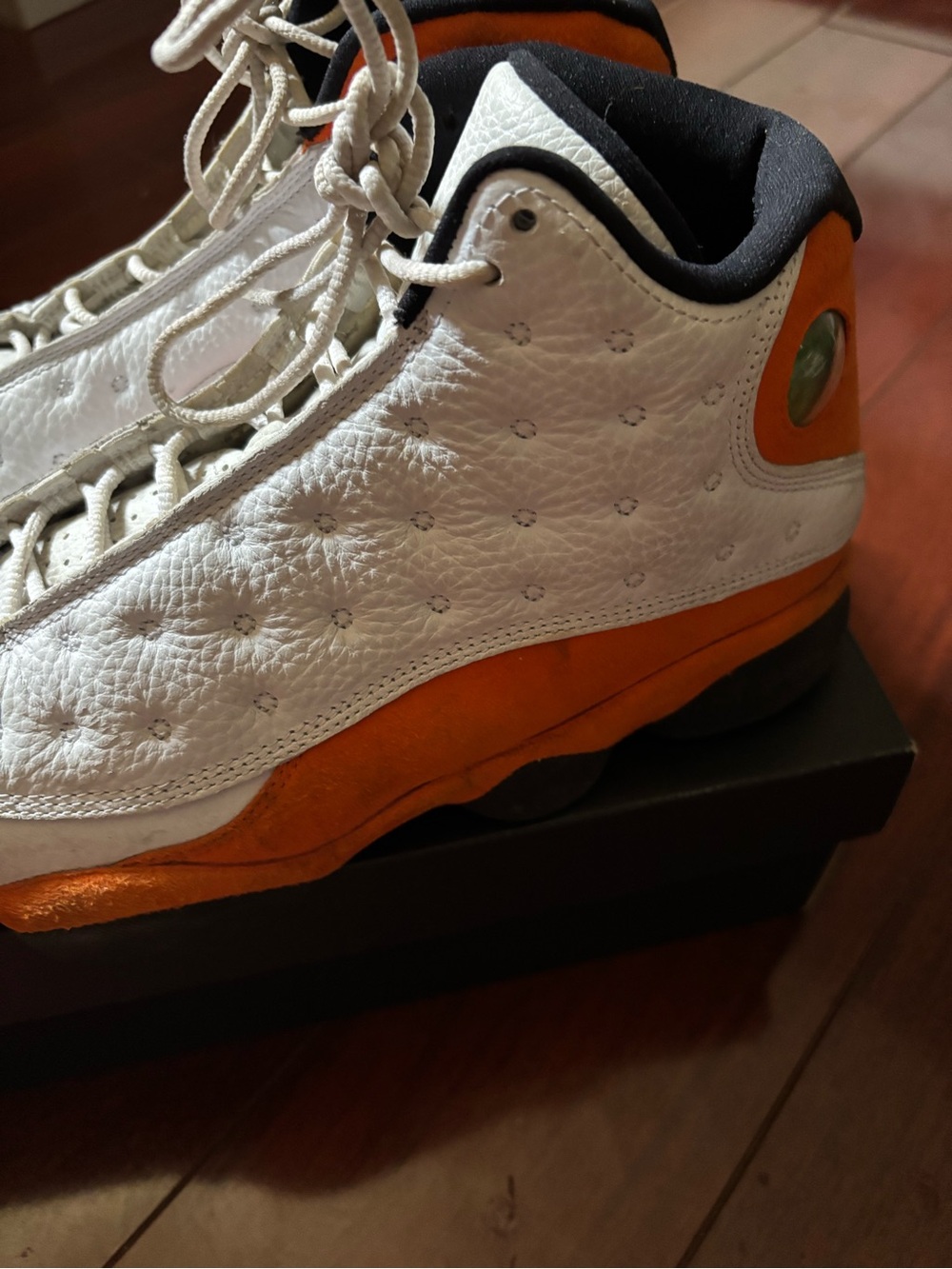 Jordan Men's White and Orange Retro Basketball Sneakers